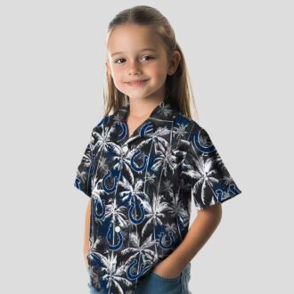Indianapolis Colts Party Summer Hawaiian Shirt – Blue & Black Palm Pattern