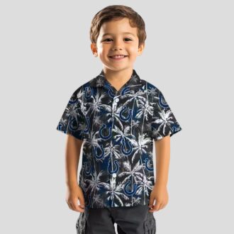 Indianapolis Colts Party Summer Hawaiian Shirt – Blue & Black Palm Pattern