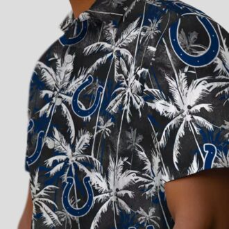 Indianapolis Colts Party Summer Hawaiian Shirt – Blue & Black Palm Pattern
