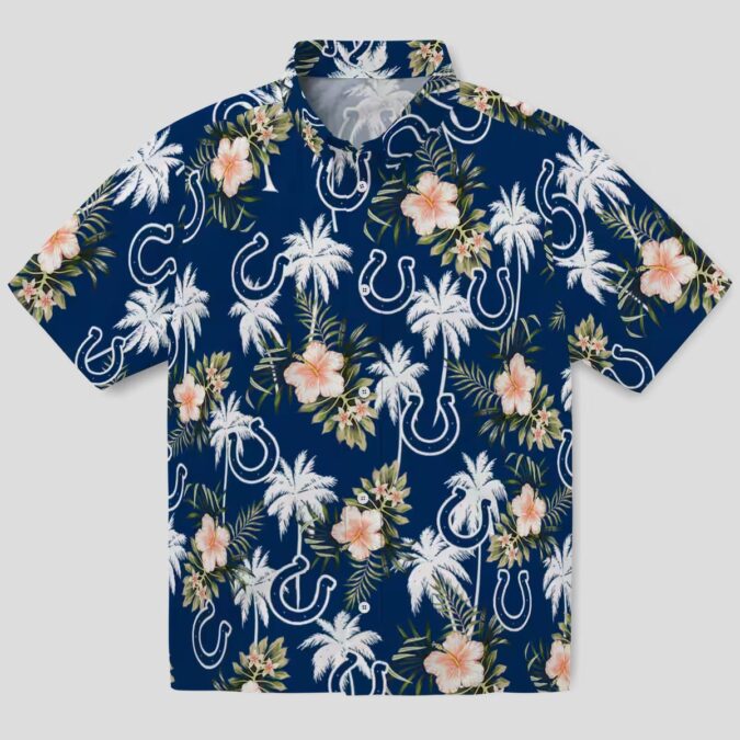 Indianapolis Colts Summer Hawaiian Shirt – Tropical Beach Palm Tree & Flowers