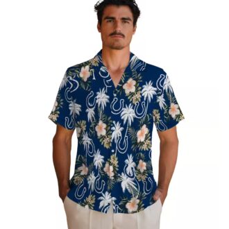 Indianapolis Colts Summer Hawaiian Shirt – Tropical Beach Palm Tree & Flowers