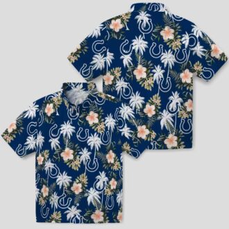 Indianapolis Colts Summer Hawaiian Shirt – Tropical Beach Palm Tree & Flowers