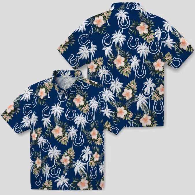 Indianapolis Colts Summer Hawaiian Shirt – Tropical Beach Palm Tree & Flowers