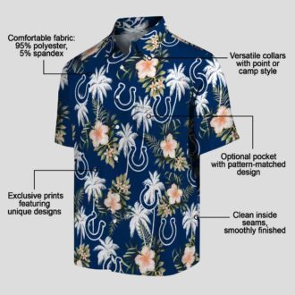 Indianapolis Colts Summer Hawaiian Shirt – Tropical Beach Palm Tree & Flowers