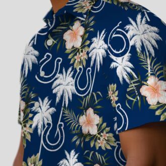 Indianapolis Colts Summer Hawaiian Shirt – Tropical Beach Palm Tree & Flowers
