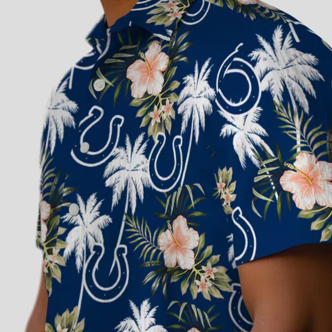 Indianapolis Colts Summer Hawaiian Shirt – Tropical Beach Palm Tree & Flowers