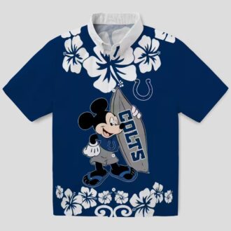 Indianapolis Colts Surfing Mickey Hawaiian Shirt, Blue Aloha Beachwear NFL Fans