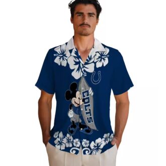 Indianapolis Colts Surfing Mickey Hawaiian Shirt, Blue Aloha Beachwear NFL Fans