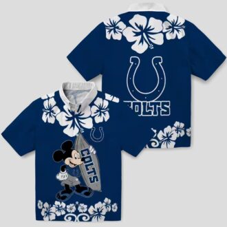 Indianapolis Colts Surfing Mickey Hawaiian Shirt, Blue Aloha Beachwear NFL Fans