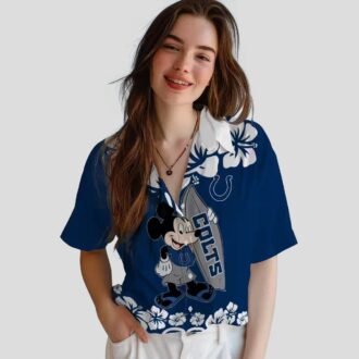 Indianapolis Colts Surfing Mickey Hawaiian Shirt, Blue Aloha Beachwear NFL Fans