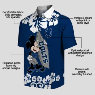 Indianapolis Colts Surfing Mickey Hawaiian Shirt, Blue Aloha Beachwear NFL Fans