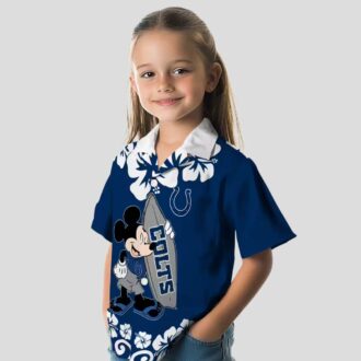 Indianapolis Colts Surfing Mickey Hawaiian Shirt, Blue Aloha Beachwear NFL Fans