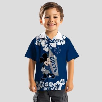 Indianapolis Colts Surfing Mickey Hawaiian Shirt, Blue Aloha Beachwear NFL Fans