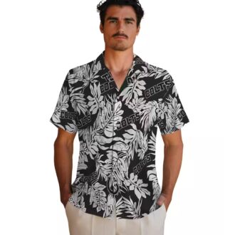 Indianapolis Colts Tropical Hawaiian Shirt – Black Monstera Leaf Button Up