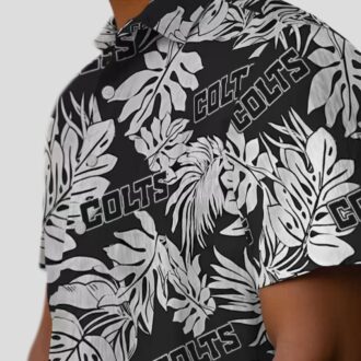 Indianapolis Colts Tropical Hawaiian Shirt – Black Monstera Leaf Button Up
