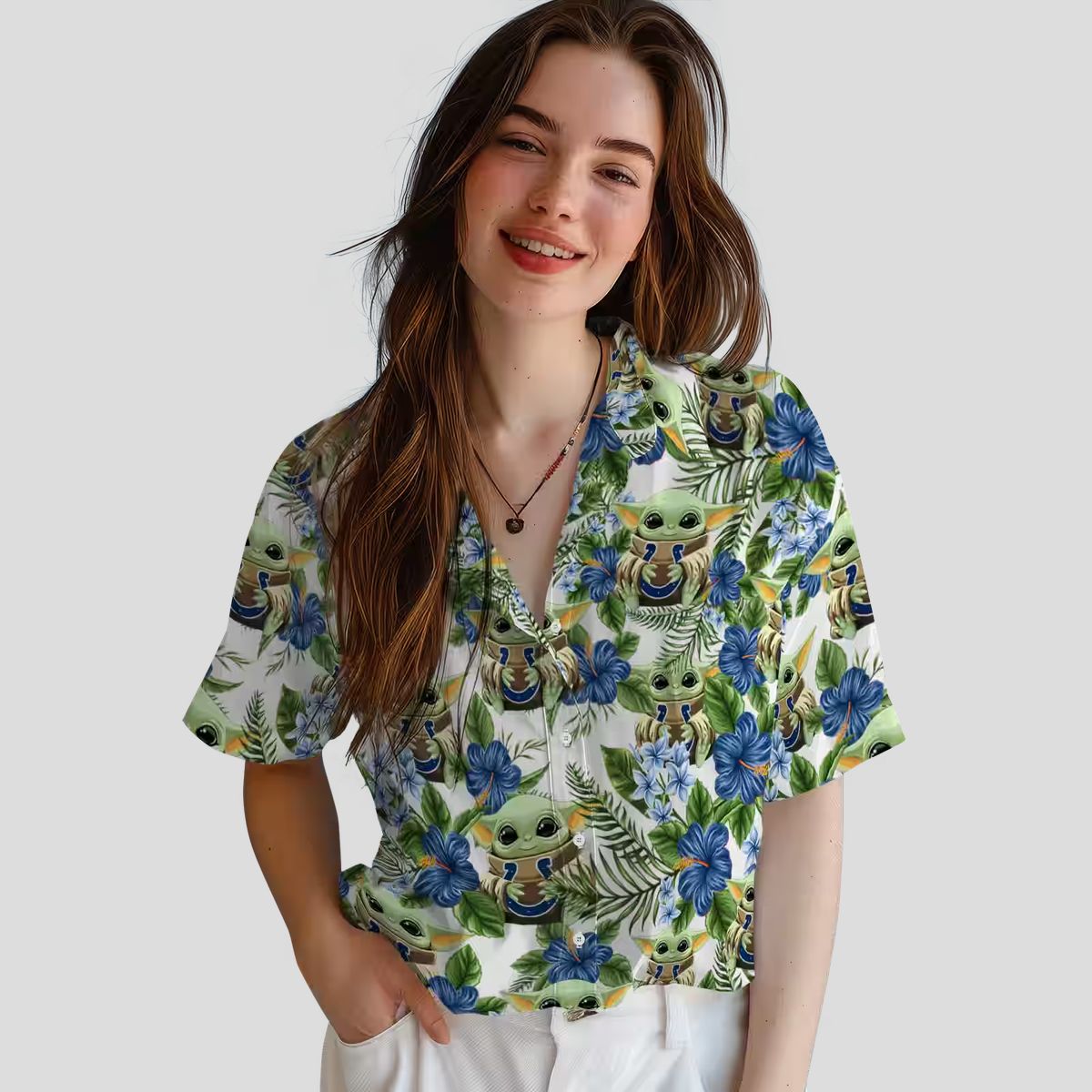 Indianapolis Colts Yoda Green Hawaiian Shirt – Summer Floral Palm Print