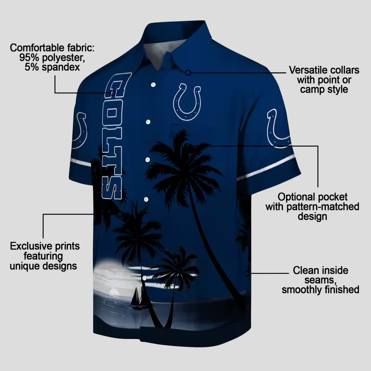 Limited Edition Indianapolis Colts Hawaiian Shirt – Sunset Beach, Aloha Palm Design