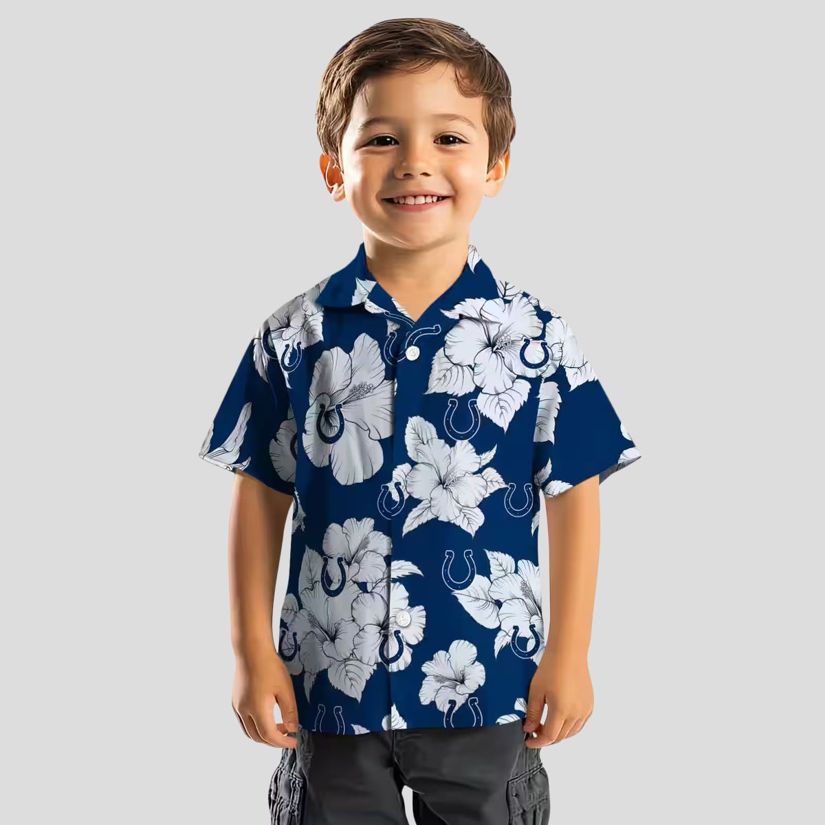 Men's Indianapolis Colts Hibiscus Blooms Hawaiian Shirt, Blue White Aloha Fan Wear