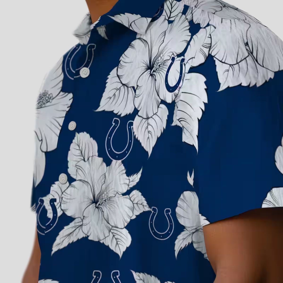 Men's Indianapolis Colts Hibiscus Blooms Hawaiian Shirt, Blue White Aloha Fan Wear