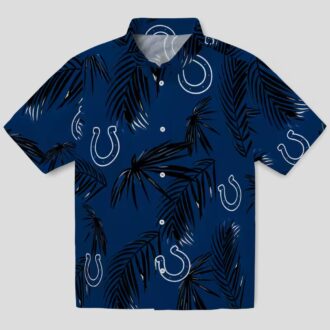 Men’s Indianapolis Colts Hawaiian Shirt, Palm Leaf Blue, Casual Aloha Wear