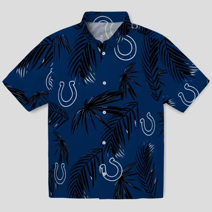 Men’s Indianapolis Colts Hawaiian Shirt, Palm Leaf Blue, Casual Aloha Wear