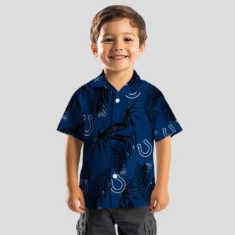 Men’s Indianapolis Colts Hawaiian Shirt, Palm Leaf Blue, Casual Aloha Wear