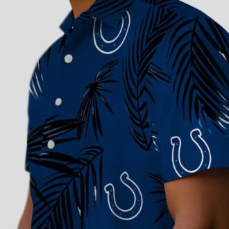 Men’s Indianapolis Colts Hawaiian Shirt, Palm Leaf Blue, Casual Aloha Wear
