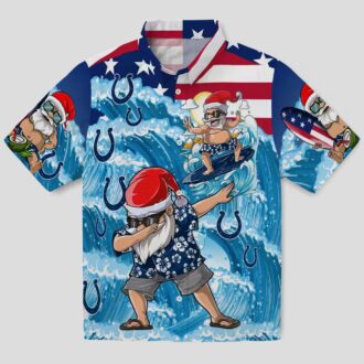 NFL Colts Blue Hawaiian Shirt, Surfing Santa Christmas Vacation Outfit