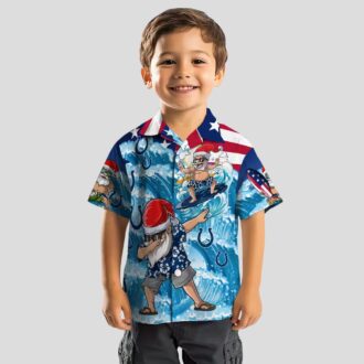NFL Colts Blue Hawaiian Shirt, Surfing Santa Christmas Vacation Outfit