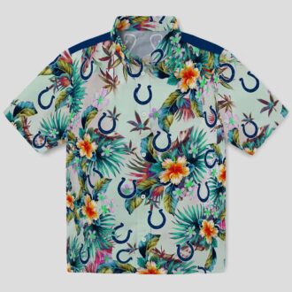 NFL Colts Green Hawaiian Shirt, Tropical Foliage Aloha Summer Wear