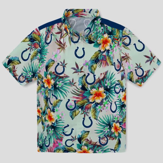 NFL Colts Green Hawaiian Shirt, Tropical Foliage Aloha Summer Wear
