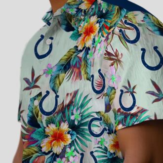 NFL Colts Green Hawaiian Shirt, Tropical Foliage Aloha Summer Wear