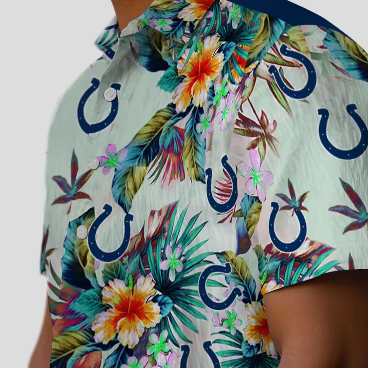 NFL Colts Green Hawaiian Shirt, Tropical Foliage Aloha Summer Wear