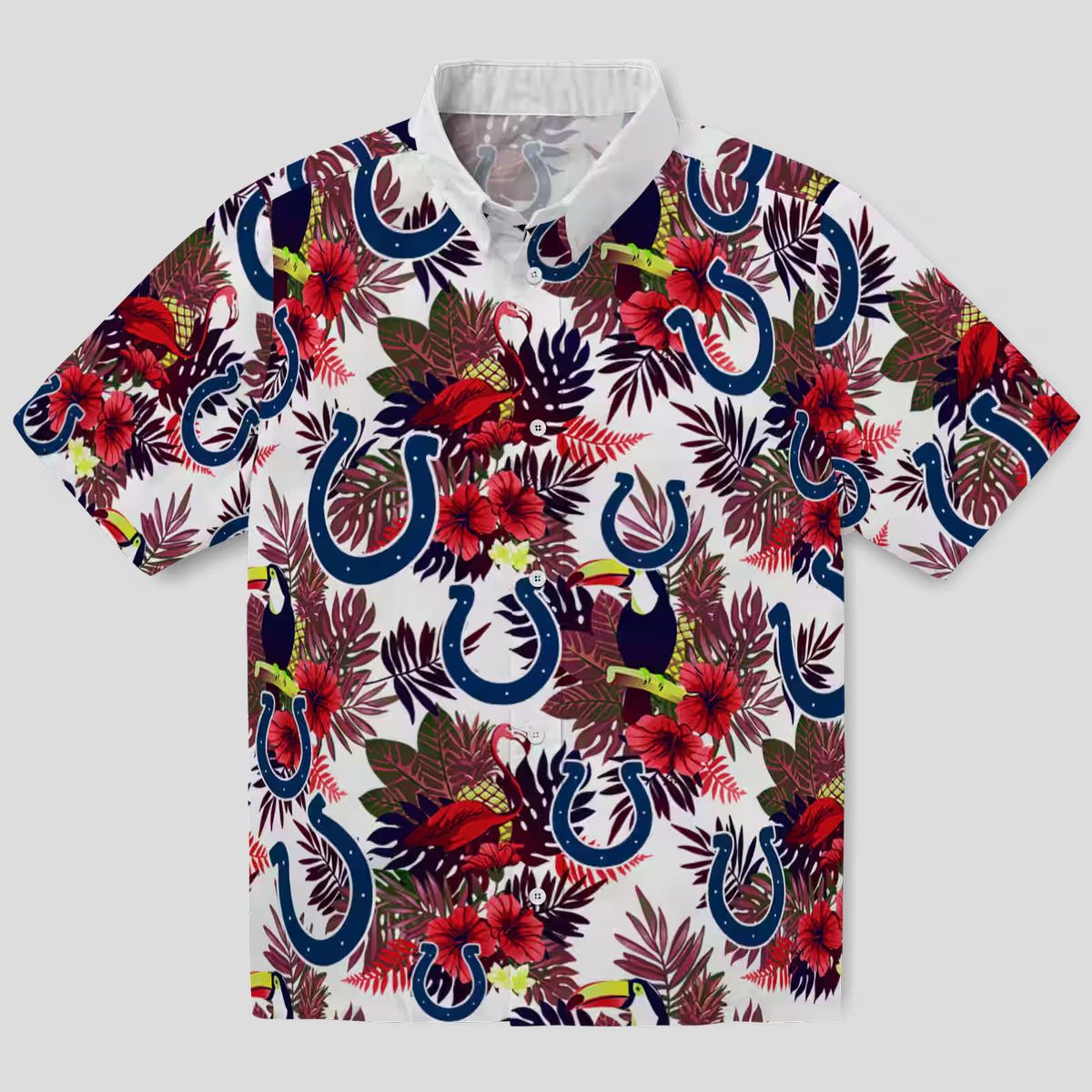 NFL Fans Indianapolis Colts Hawaiian Shirt, Blue Red Floral Toucan Summer Outfit