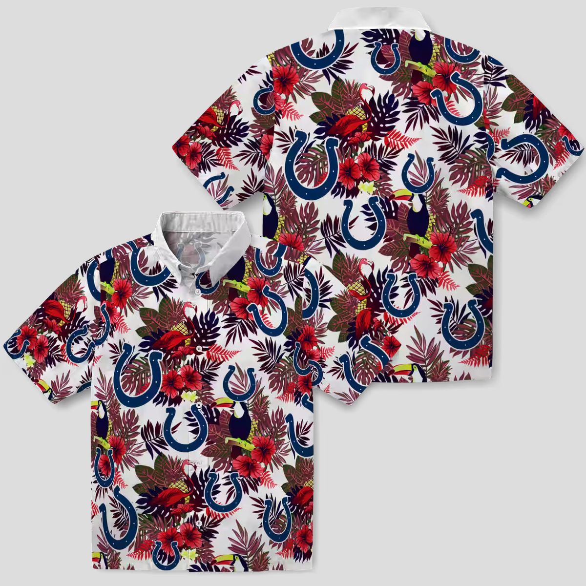 NFL Fans Indianapolis Colts Hawaiian Shirt, Blue Red Floral Toucan Summer Outfit