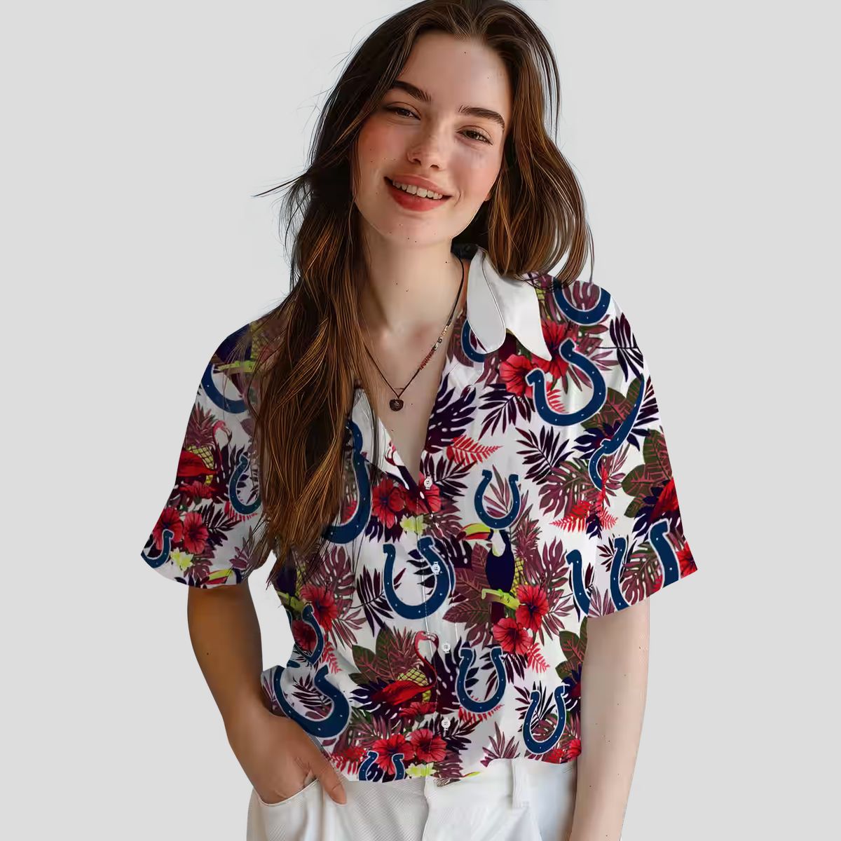 NFL Fans Indianapolis Colts Hawaiian Shirt, Blue Red Floral Toucan Summer Outfit