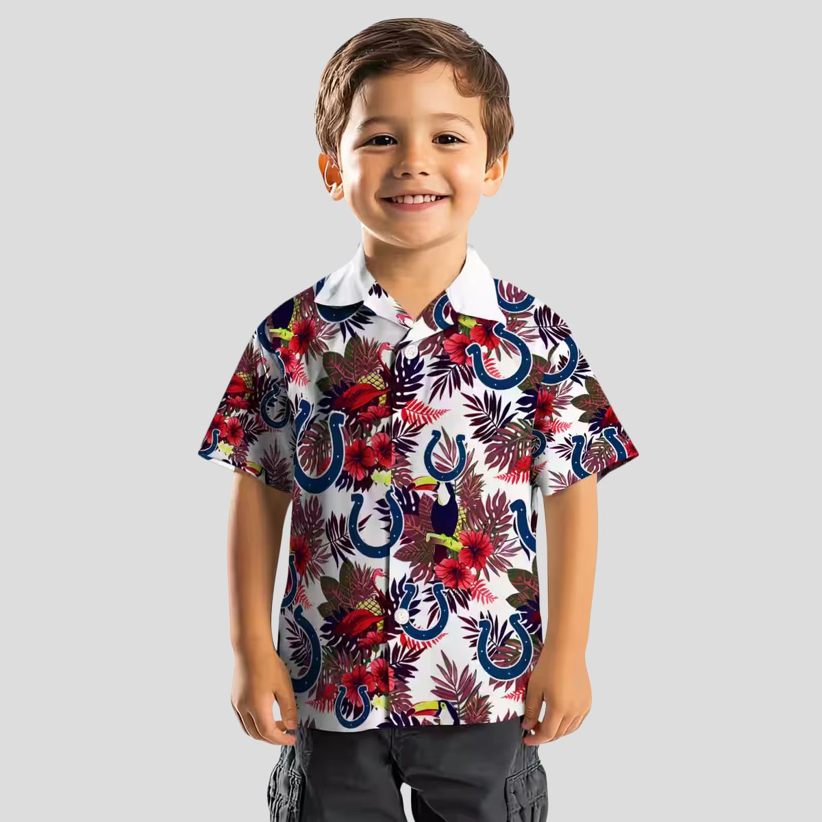 NFL Fans Indianapolis Colts Hawaiian Shirt, Blue Red Floral Toucan Summer Outfit