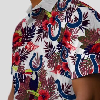 NFL Fans Indianapolis Colts Hawaiian Shirt, Blue Red Floral Toucan Summer Outfit