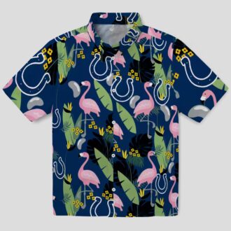 NFL Indianapolis Colts Aloha Summer Shirt – Flamingo & Palm Leaves Hawaiian Style