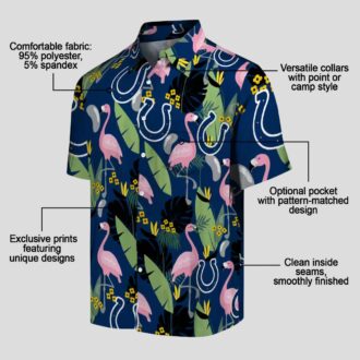 NFL Indianapolis Colts Aloha Summer Shirt – Flamingo & Palm Leaves Hawaiian Style