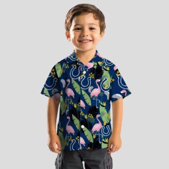 NFL Indianapolis Colts Aloha Summer Shirt – Flamingo & Palm Leaves Hawaiian Style