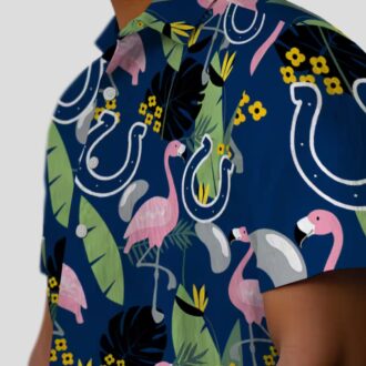 NFL Indianapolis Colts Aloha Summer Shirt – Flamingo & Palm Leaves Hawaiian Style
