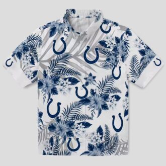NFL Indianapolis Colts Beach Shirt, Hibiscus Palm Leaves Hawaiian Vacation Outfit