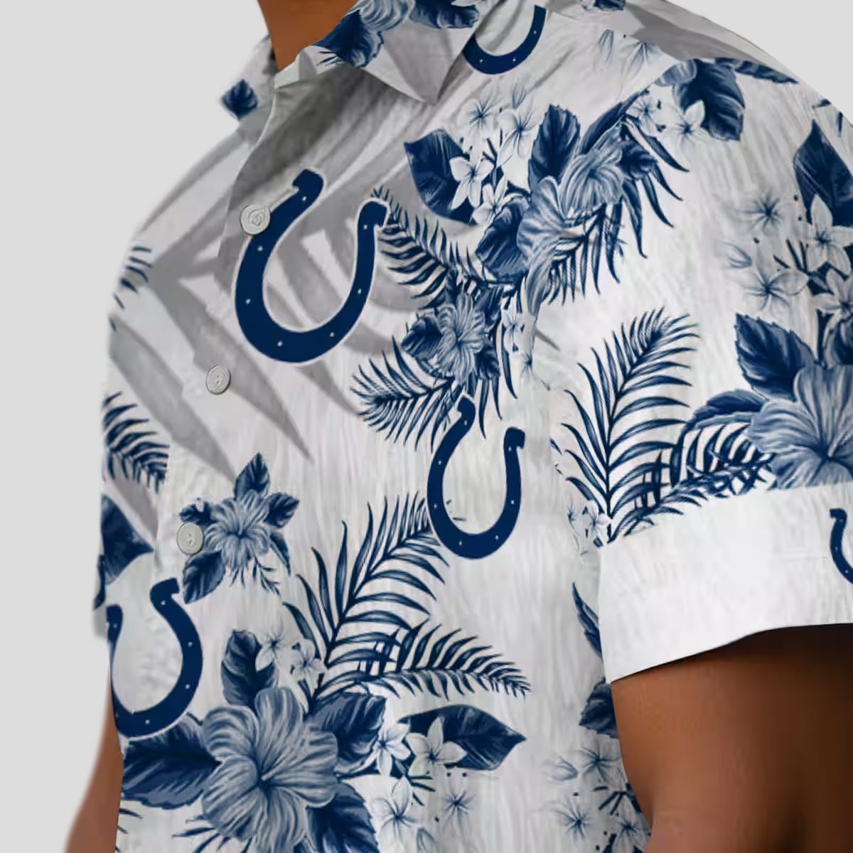 NFL Indianapolis Colts Beach Shirt, Hibiscus Palm Leaves Hawaiian Vacation Outfit