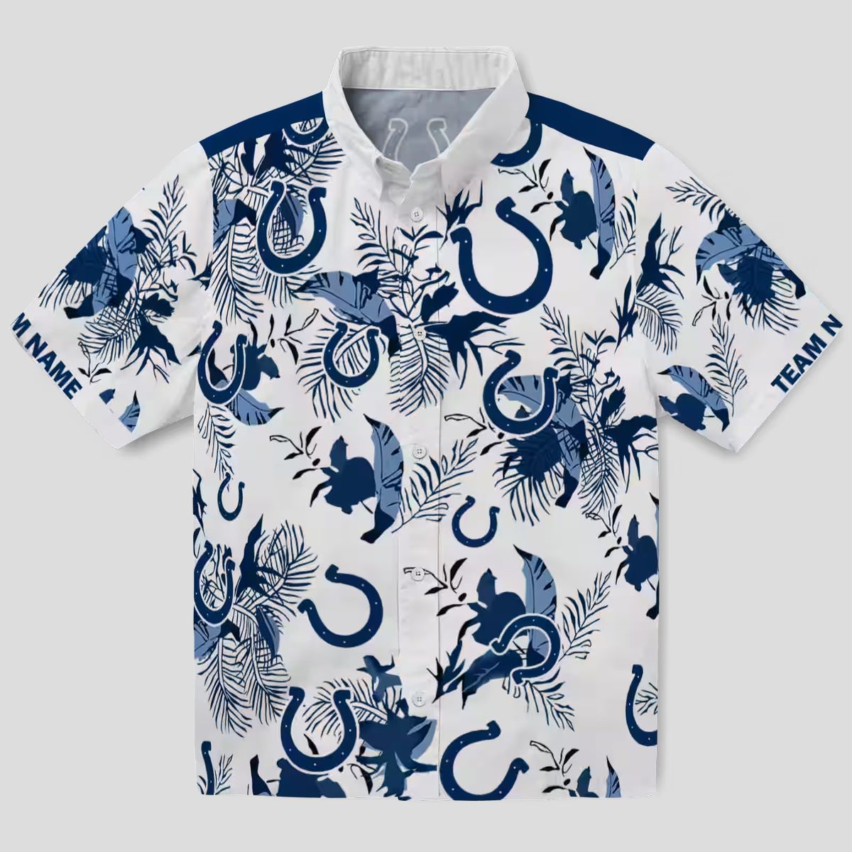 NFL Indianapolis Colts Hawaiian Shirt - Blue & White Floral Botanical Print