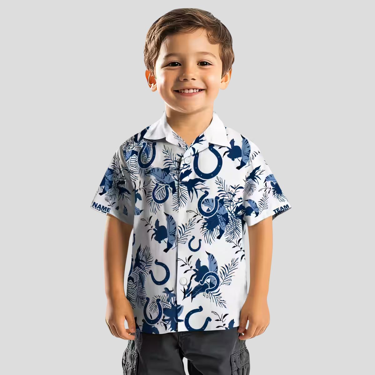 NFL Indianapolis Colts Hawaiian Shirt - Blue & White Floral Botanical Print