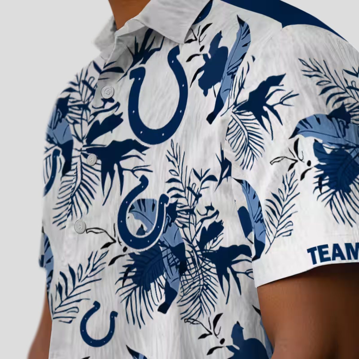 NFL Indianapolis Colts Hawaiian Shirt - Blue & White Floral Botanical Print