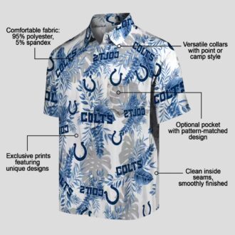 NFL Indianapolis Colts Tropical Hawaiian Shirt – Blue & White Palm Leaves Print