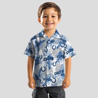 NFL Indianapolis Colts Tropical Hawaiian Shirt – Blue & White Palm Leaves Print