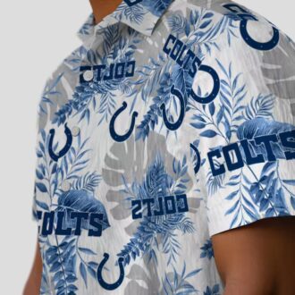 NFL Indianapolis Colts Tropical Hawaiian Shirt – Blue & White Palm Leaves Print